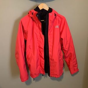 NWOT North Face Striking Pink/Orange 2-Piece Coat with Fleece Removable Liner
